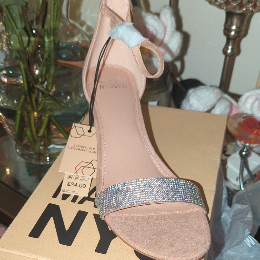 Steve Madden Nude Heels with Silver Strap